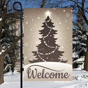 Vintage Weihnachtsbaum, 12 x 18 Willkommen Garten Flagge Sublimation Design, digitaler Download PNG Datei