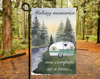 Retro Camper Garden Flag: Camping Themed Sublimation Design (Digital Design Download)