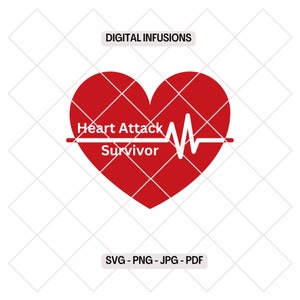 Archivos digitales SVG / PNG de Heart Attack Survivor para corte, sublimación e impresión