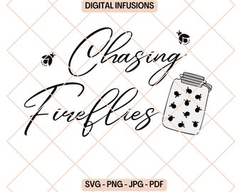 Chasing Fireflies, Summer SVG / PNG Files for Cutting, Print & Sublimation