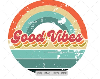 Good Vibes, Distressed Retro PNG
