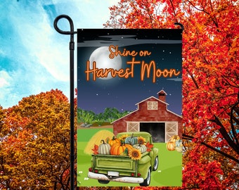 Shine on Harvest Moon, 12 x 18 Fall Garden Flag Sublimation Design, PNG Files
