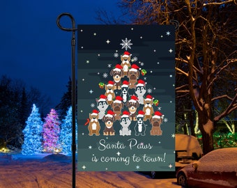 Santa Paws is Coming to Town, Christmas Yard Flag PNG File