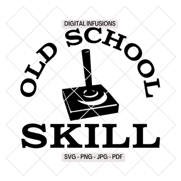 Old School Skill, Retro 1980's Themed Gaming SVG / PNG Design Files for Cutting, Sublimation & Print
