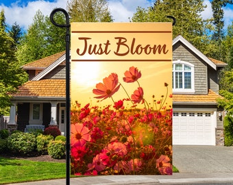 Just Bloom, 12 x 18 Summer Flowers Garden Flag Sublimation Design, PNG Files