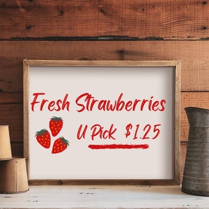 Fresh Strawberries, Farmhouse Sign SVG & PNG Files