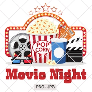 Soirée cinéma, panneaux de style ferme SVG / PNG fichiers de conception pour la coupe, la sublimation et l’impression