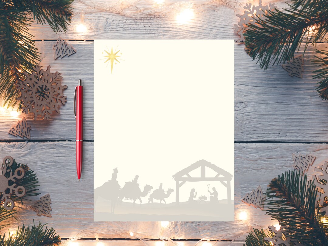 The Nativity, Printable Christmas Stationery, Digital Download Design ...