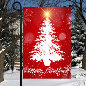 Feliz Natal, design de sublimação de bandeira de jardim vermelho e branco 12 x 18, arquivos PNG