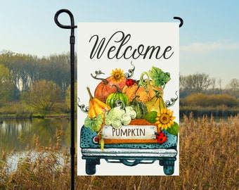 Welcome Truck, 12 x 18 Fall Garden Flag Sublimation Design, PNG Files