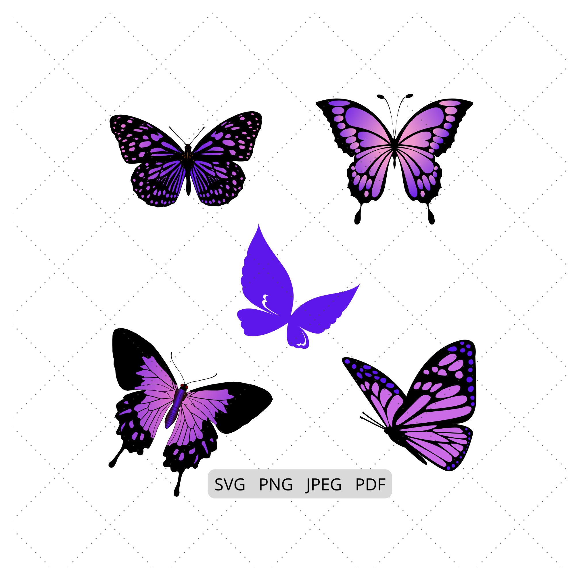 Purple Butterflies, Butterfly PNG & SVG Files - Etsy