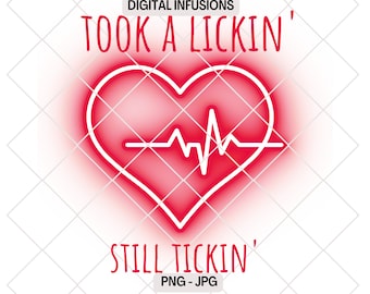 Ho preso un leccato, ticchettio ancora, file PNG digitali di Heart Attack Survivor per taglio, sublimazione e stampa
