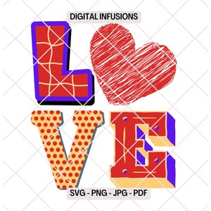 Love, Stacked Letters SVG & PNG