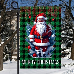 Feliz Natal, design de sublimação de bandeira de jardim de Papai Noel 12 x 18, arquivos PNG