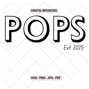 Pops, Est. 2025, abuelo Archivos SVG / PNG para cortar, sublimación e impresión