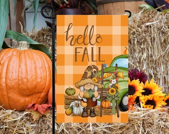 Hello Fall, 12 x 18 Fall Garden Flag Sublimation Design, PNG Files