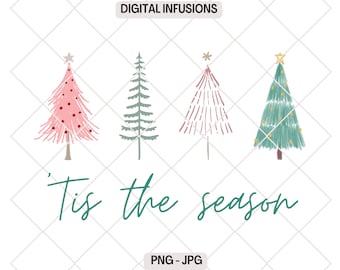 Tis the Season, Minimalist Boho Christmas Tree Design