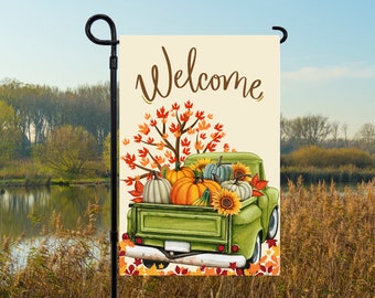 Welcome, 12 x 18 Fall Garden Flag Sublimation Design, PNG Files