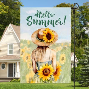 Hello Summer, 12 x 18 Garden Flag Sublimation Design, PNG Files