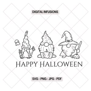 Happy Halloween, Spooky Gnomes SVG / PNG Design Files for Cutting, Sublimation & Print