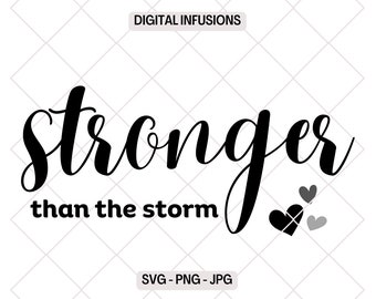 Pacchetto SVG "Più forte della tempesta": file Cricut ispiratori (download digitale)