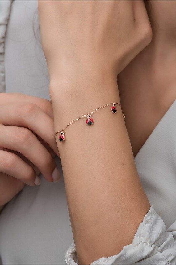 Sterling silver ladybug bracelet sale