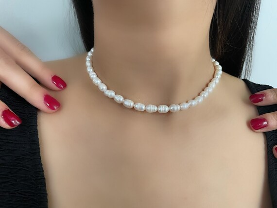 Men's white on sale pearl necklace