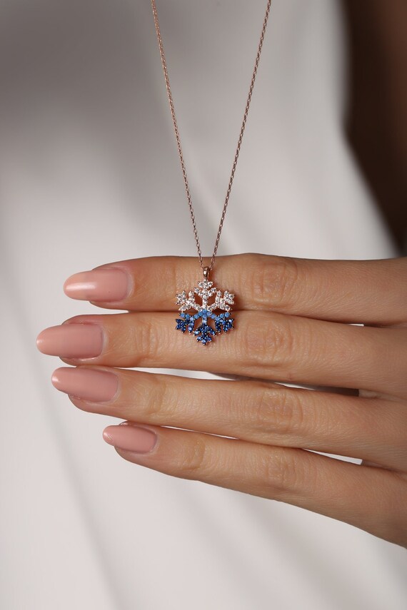 Blue snowflake hotsell necklace