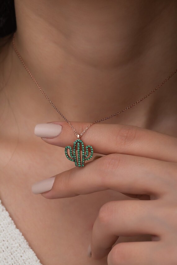 Rose gold cactus necklace sale