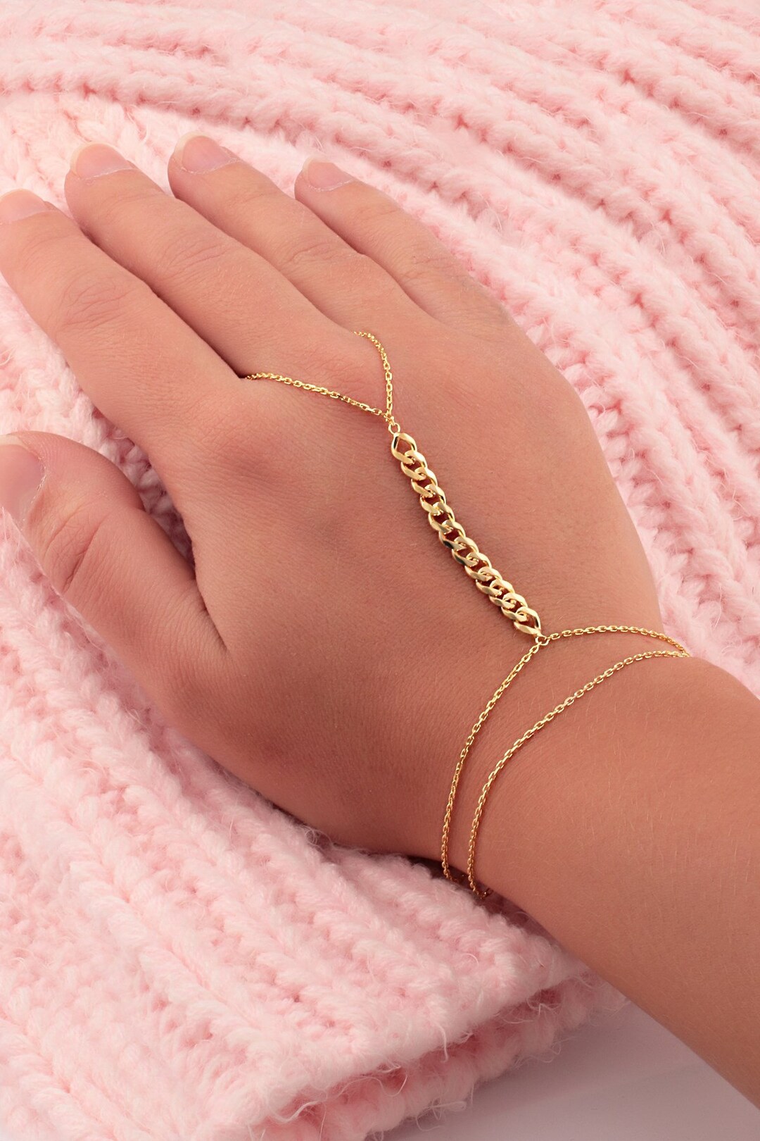 925 Sterling Silver Hand Chain Rose Gold Filled Finger - Etsy