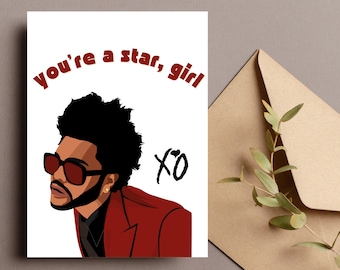 Tarjeta de San Valentín The Weeknd, tarjeta de felicitación, tarjeta de aniversario, día de San Valentín divertido, tarjeta de San Valentín rap, tarjeta imprimible