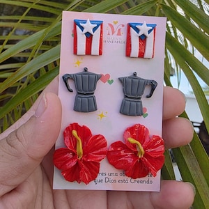 Build Your Own Puerto Rico Earrings Bundle | Handmade Polymer Clay Studs | Domino, Greca, Maga Flower, Garita & More