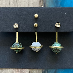Gemstone Saturn Earring Jackets - Liz Fox Roseberry - Handmade Unique Jewelry - Mix and Match - Lightweight Earrings - Free Studs