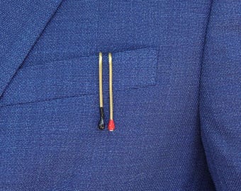 Double Matchstick Brooch Pin - Unisex - Versatile Pocket Accessory - Gifts for Him - Liz Fox Roseberry - Unique Gifts - Brass Handmade