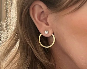 Chaquetas de pendientes circulares de una pulgada - Liz Fox Roseberry - Joyería hecha a mano - Mezclar y combinar - Plata - Oro - Pendientes geométricos - Studs gratis