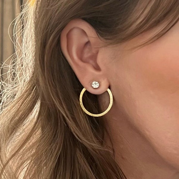 One Inch Circle Earring Jackets - Liz Fox Roseberry - Handmade Jewelry - Mix & Match - Silver - Gold - Geometric Earrings - Free Studs