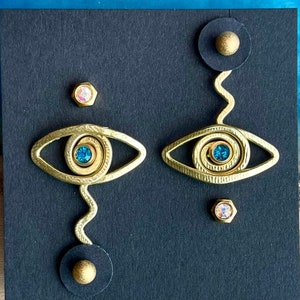 Eyeball Jacket STACKS Liz Fox Roseberry Handmade Earrings Mix & Match Silver Gold Lightweight Earrings Free Studs Pair of earrings