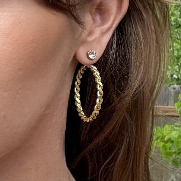 Twisted Hovering Hoops - Turn your stud into a hoop earring! Earring Jackets - Unique Earrings - Liz Fox Roseberry - Lightweight -