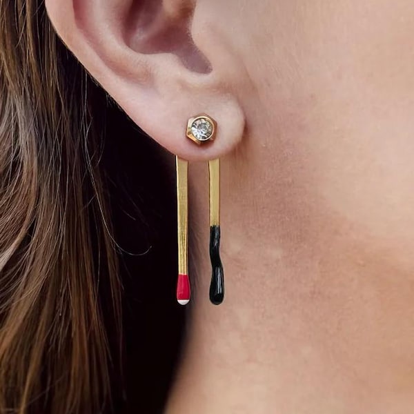 Red Matchstick Earring Jackets: Handmade Jewelry, Gifts for Her - Liz Fox Roseberry™
