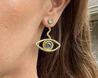 Eyeball Jacket STACKS Liz Fox Roseberry Handmade Earrings Mix Match Silver Gold Lightweight Earrings Free Studs Etsy