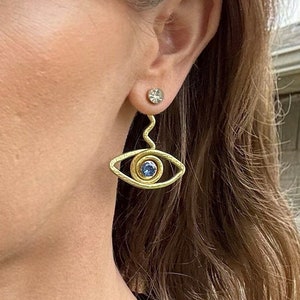 Eyeball Jacket STACKS Liz Fox Roseberry Handmade Earrings Mix & Match Silver Gold Lightweight Earrings Free Studs image 1