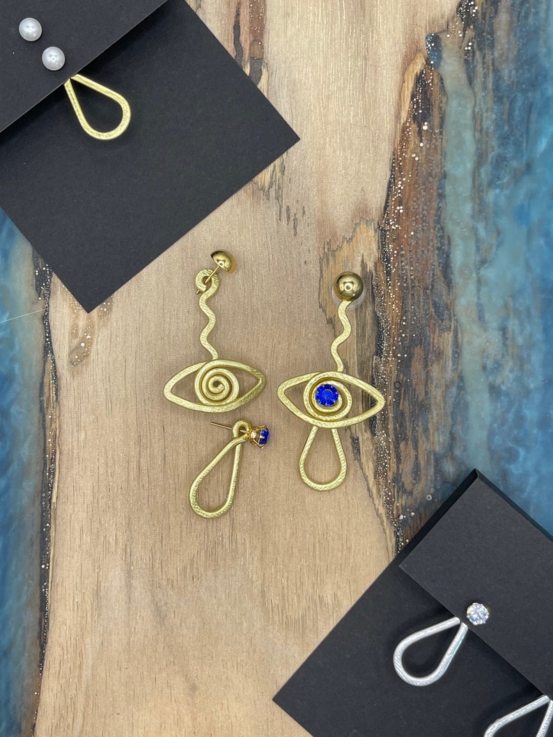 Teardrop Earring Jacket-Backs Liz Fox Roseberry Handmade Jewelry Mix & Match Reversible Silver and Gold Geometric Earrings image 9