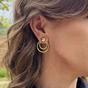 Large Double Circle Ear Jackets (REDESIGNED): Handmade Geometric Earrings - Liz Fox Roseberry™