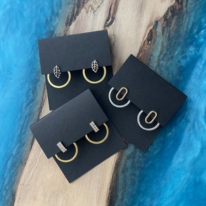 One Inch Circle Earring Jackets Liz Fox Roseberry Handmade Jewelry Mix & Match Silver Gold Geometric Earrings Free Studs image 6