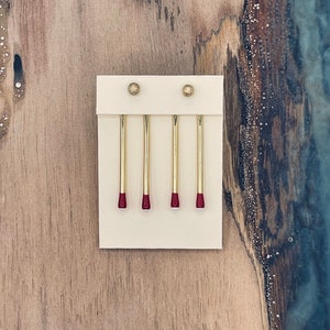 Chaquetas de pendientes RED Matchstick Liz Fox Roseberry Pendientes hechos a mano Oro y plata Mezclar y combinar Espaldas de chaqueta Studs gratis PAIR (unburnt)