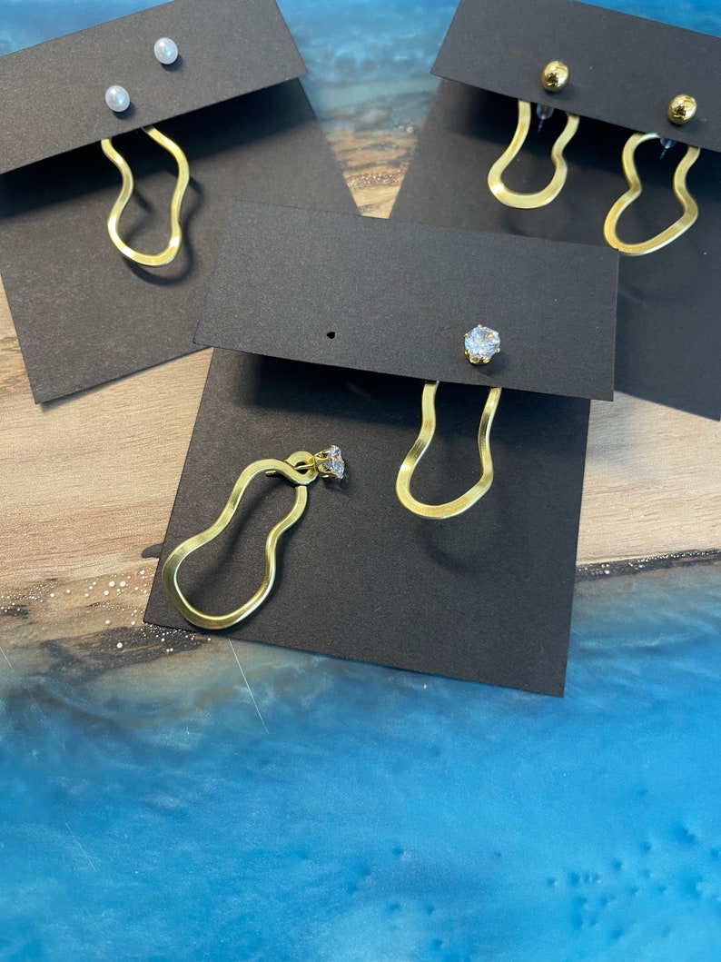 Melting Hoop Ear Jacket-Backs Liz Fox Roseberry Handmade Jewelry Mix & Match Reversible Silver and Gold Geometric Earrings image 8