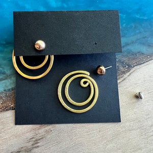 Double Circle Ear Jacket-Backs Liz Fox Roseberry Handmade Jewelry Mix & Match Reversible Silver and Gold Geometric Earrings image 8