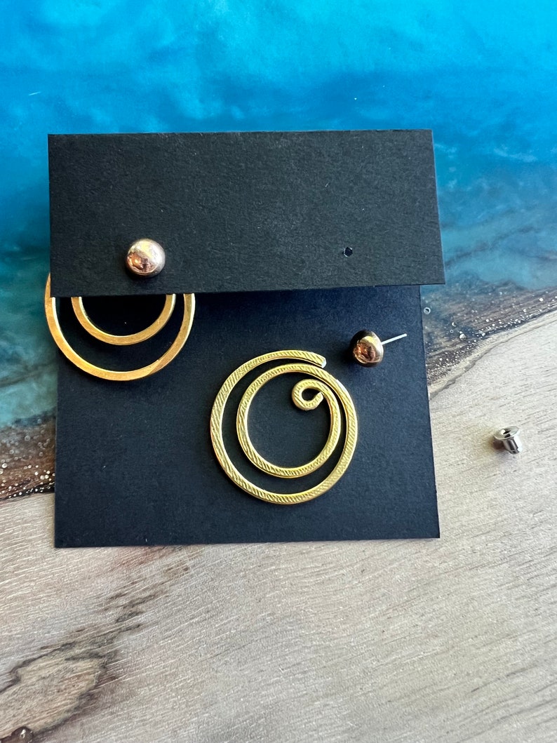 Double Circle Ear Jacket-Backs Liz Fox Roseberry Handmade Jewelry Mix & Match Reversible Silver and Gold Geometric Earrings image 8