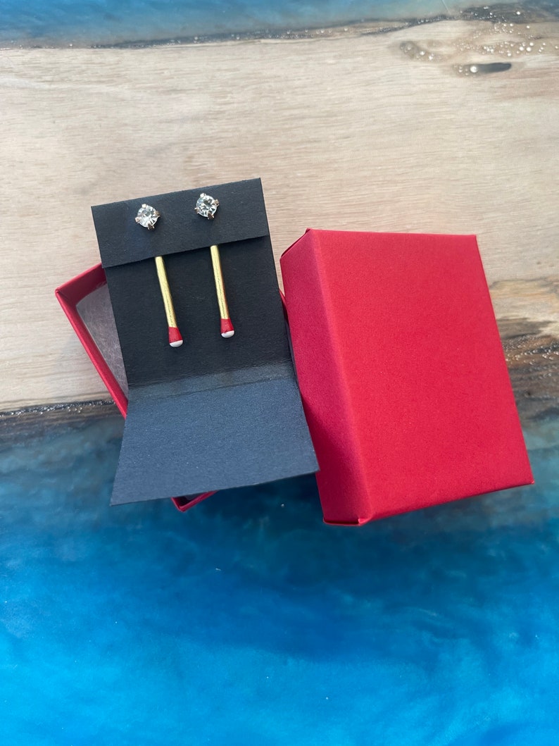 MINI Red Matchstick Earring Jackets Liz Fox Roseberry Handmade Earrings Statement Jewelry Mix and Match Jacket Backs Free Studs image 5