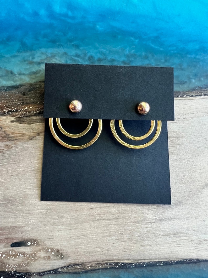 Double Circle Ear Jacket-Backs Liz Fox Roseberry Handmade Jewelry Mix & Match Reversible Silver and Gold Geometric Earrings image 7